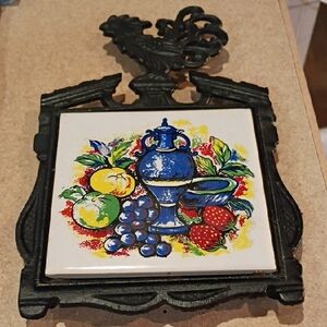 Vintage Fruit and Vase Ceramic Tile Trivet